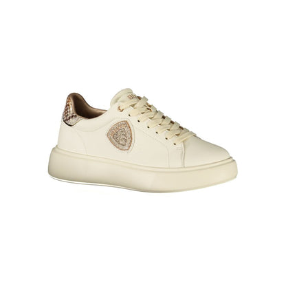 Blauer Beige Leder Damen Sneaker