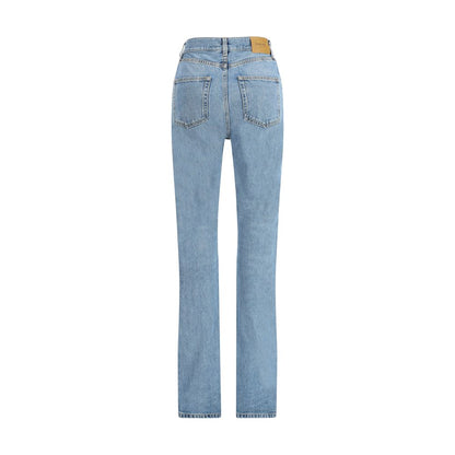 Saint Laurent Hellblaue Baumwoll-Jeans mit schmalem Schnitt