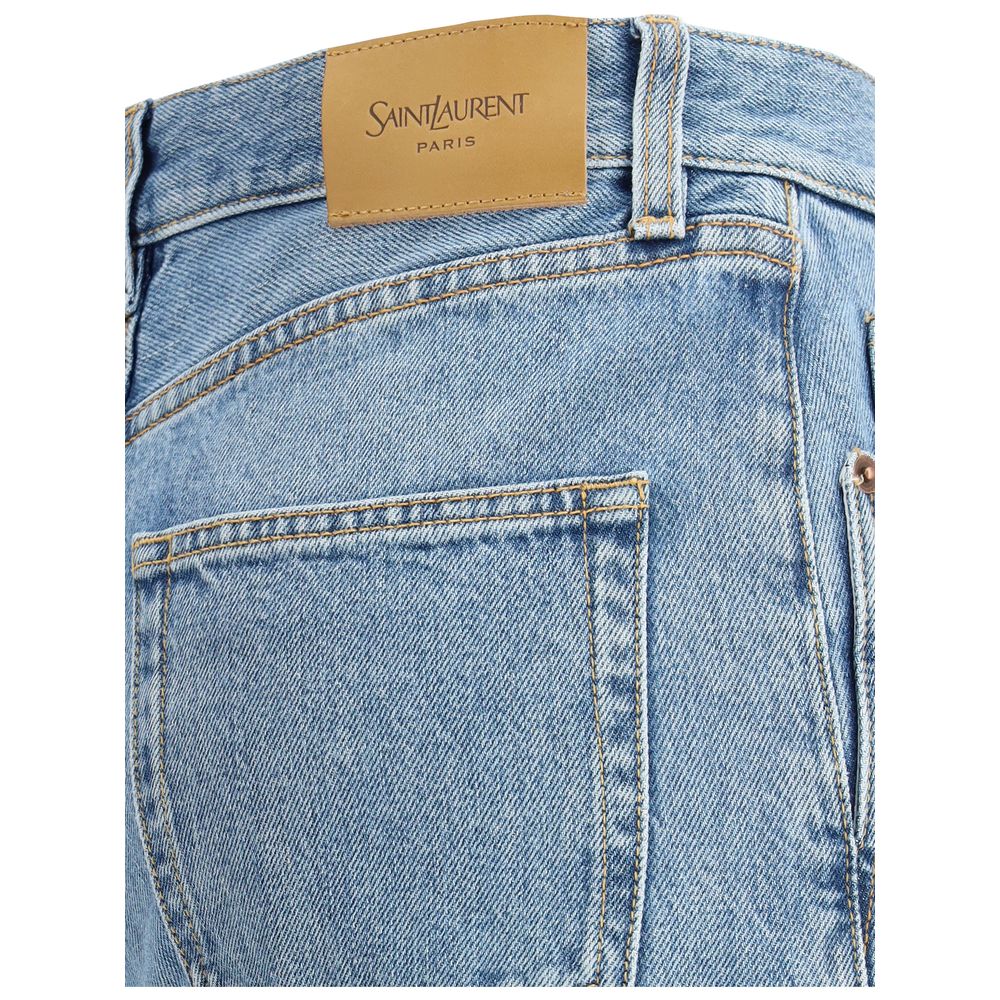 Saint Laurent Hellblaue Baumwoll-Jeans mit schmalem Schnitt