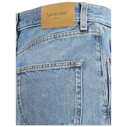 Saint Laurent Hellblaue Baumwoll-Jeans mit schmalem Schnitt
