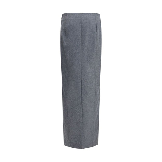 Thom Browne Gray Fleece Wool Long Skirt