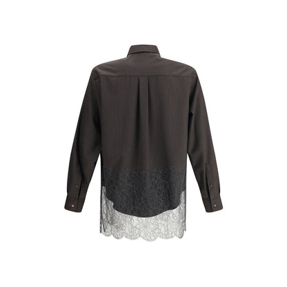 Fendi Brown Fleece Wool Pattern Shirt