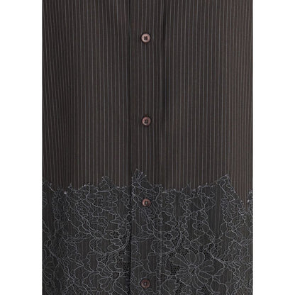 Fendi Brown Fleece Wool Pattern Shirt