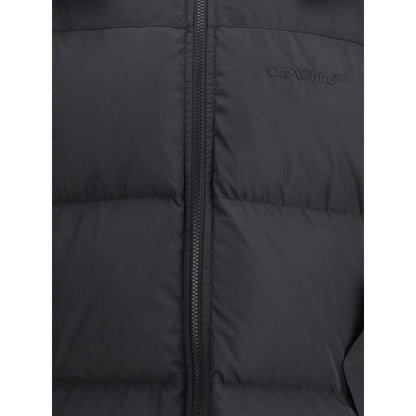 Off-White – Daunenjacke mit diagonalem Pfeil und Kapuze