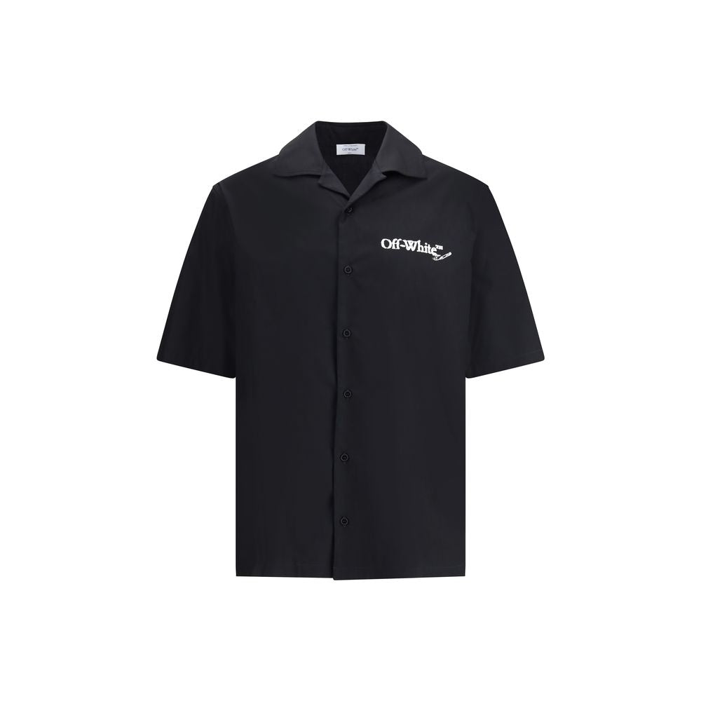 Off-White Black Cotton Pattern Shirt