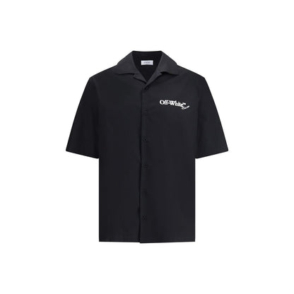 Off-White Black Cotton Pattern Shirt