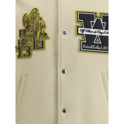 Off-White Cream Polyamide Bomber