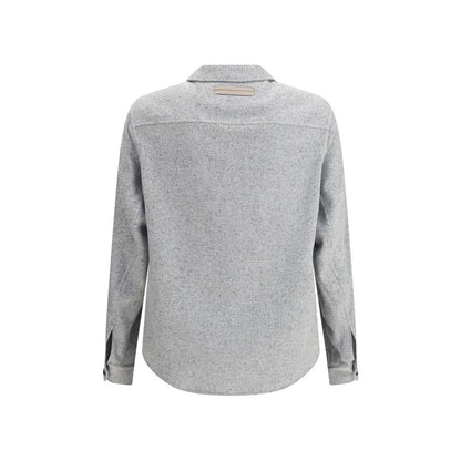 ZEGNA Gray Cashmere Dress Shirt