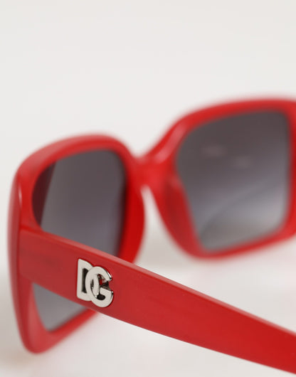 Dolce &amp; Gabbana DG6093 – Rote, rechteckige Sonnenbrille mit grauen Verlaufsgläsern