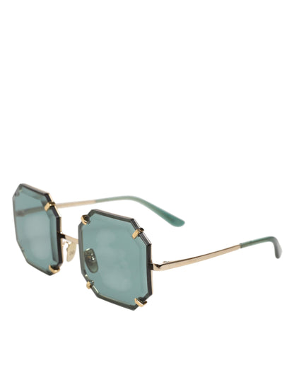 Dolce &amp; Gabbana DG2216 – Sonnenbrille mit quadratischem Rahmen in Gold und grünen Gläsern