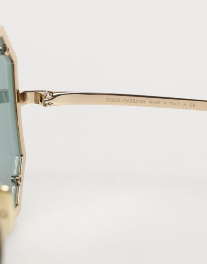 Dolce &amp; Gabbana DG2216 – Sonnenbrille mit quadratischem Rahmen in Gold und grünen Gläsern