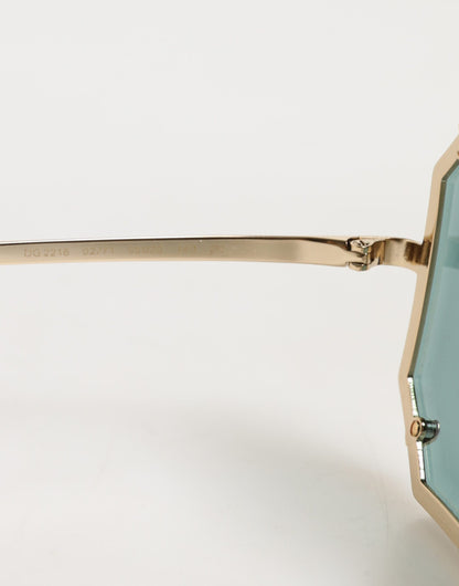 Dolce &amp; Gabbana DG2216 – Sonnenbrille mit quadratischem Rahmen in Gold und grünen Gläsern