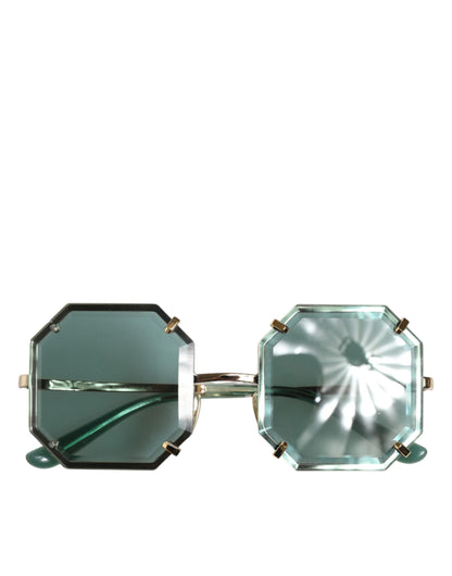 Dolce &amp; Gabbana DG2216 – Sonnenbrille mit quadratischem Rahmen in Gold und grünen Gläsern