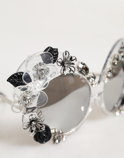 Dolce &amp; Gabbana Transparente Sonnenbrille DG4292 mit runden Kristallblumen