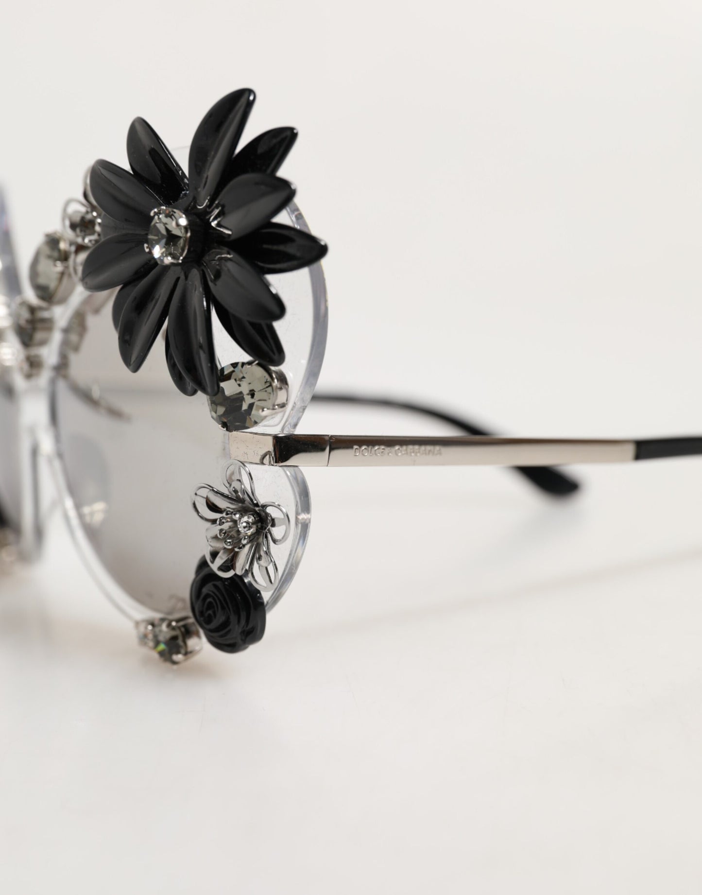 Dolce &amp; Gabbana Transparente Sonnenbrille DG4292 mit runden Kristallblumen