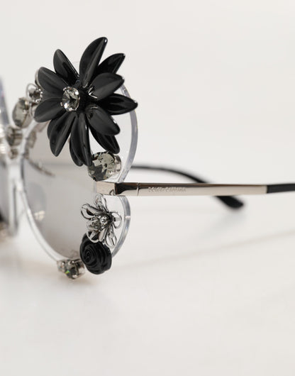 Dolce &amp; Gabbana Transparente Sonnenbrille DG4292 mit runden Kristallblumen
