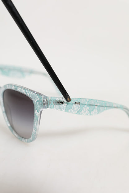 Dolce &amp; Gabbana DG4190 Rechteckige Sonnenbrille aus blauem Acetat mit Spitze