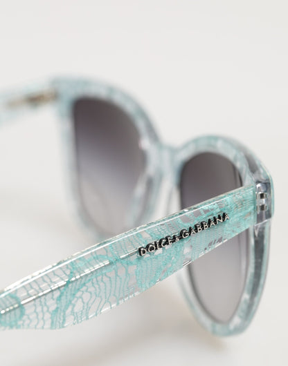 Dolce &amp; Gabbana DG4190 Rechteckige Sonnenbrille aus blauem Acetat mit Spitze