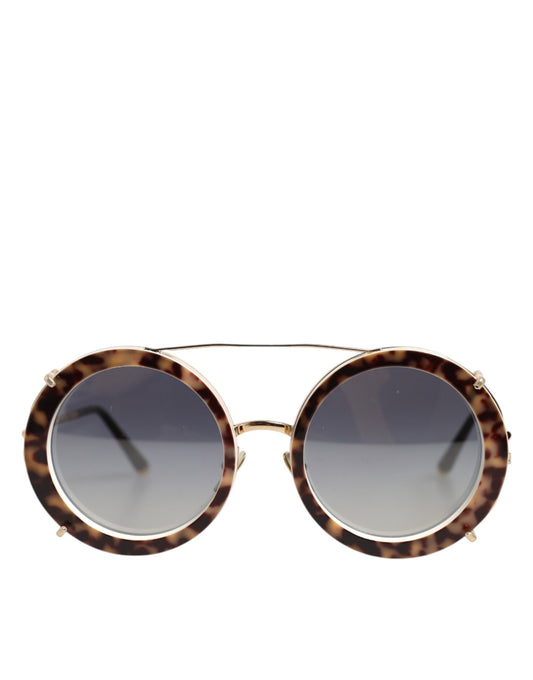 Dolce &amp; Gabbana DG2198 – Runde Sonnenbrille mit Farbverlauf und Leopardenmuster in Braun