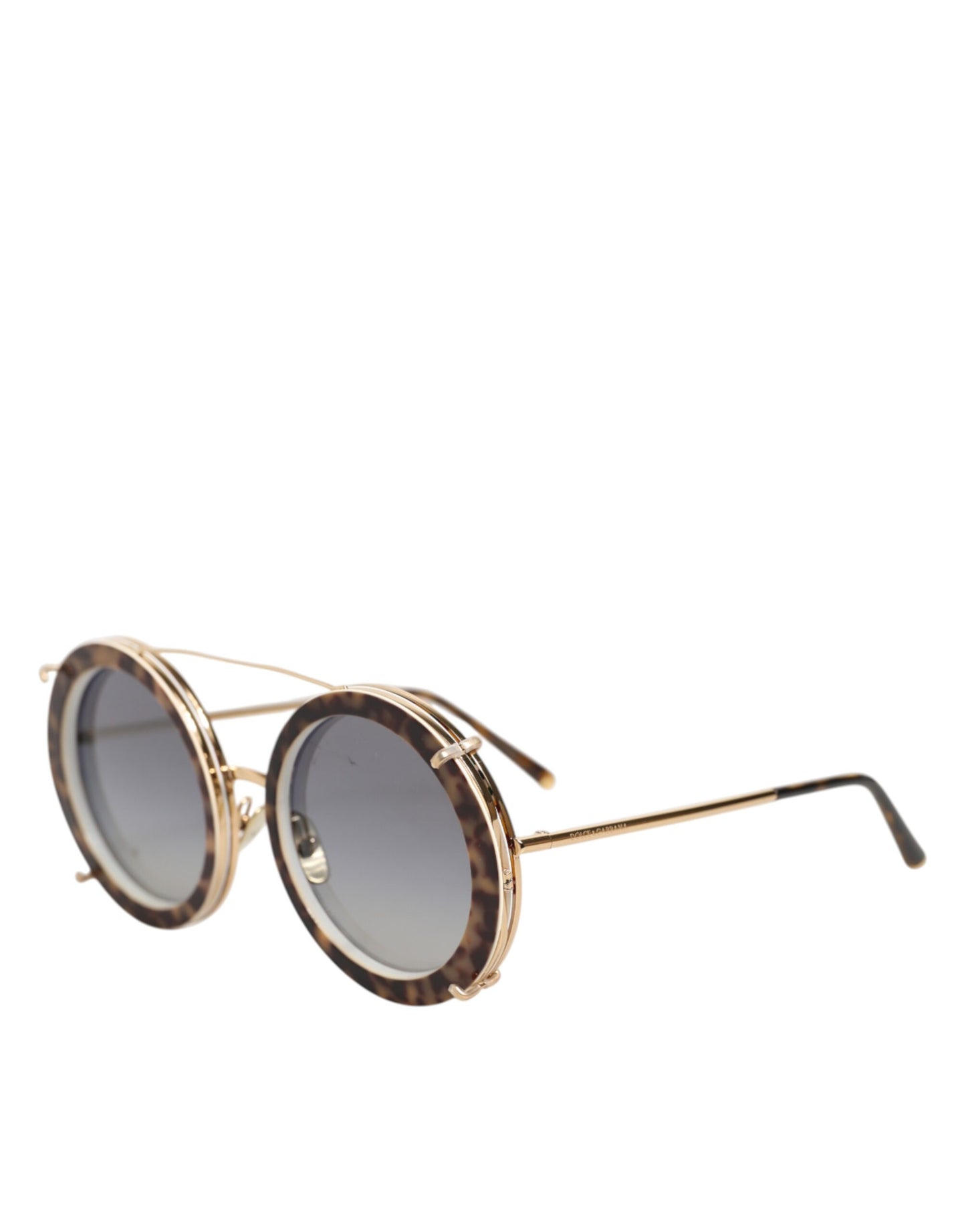 Dolce &amp; Gabbana DG2198 – Runde Sonnenbrille mit Farbverlauf und Leopardenmuster in Braun