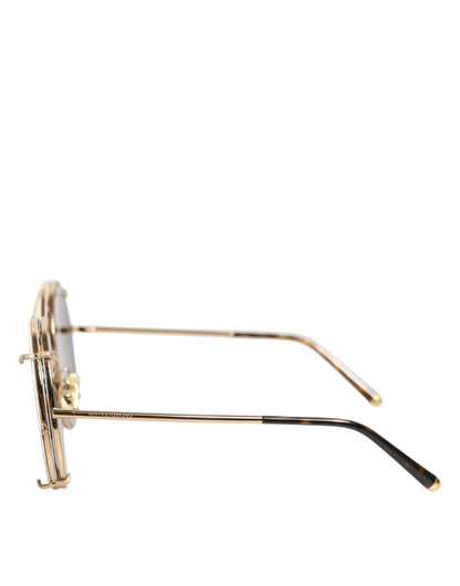 Dolce &amp; Gabbana DG2198 – Runde Sonnenbrille mit Farbverlauf und Leopardenmuster in Braun
