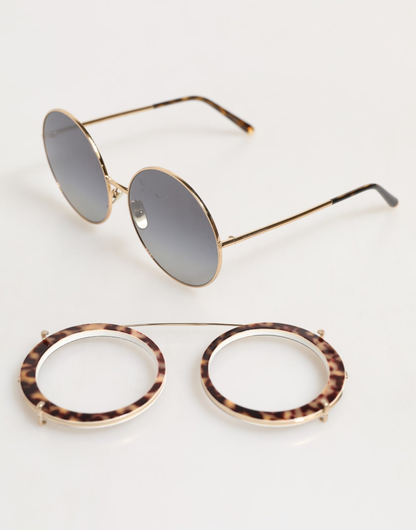 Dolce &amp; Gabbana DG2198 – Runde Sonnenbrille mit Farbverlauf und Leopardenmuster in Braun