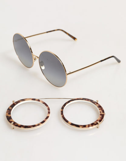 Dolce &amp; Gabbana DG2198 – Runde Sonnenbrille mit Farbverlauf und Leopardenmuster in Braun
