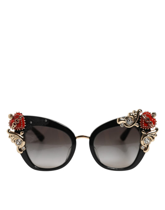 Dolce &amp; Gabbana DG4319F Rote Sonnenbrille mit Herz-Jesu-Kristall-Schmetterling
