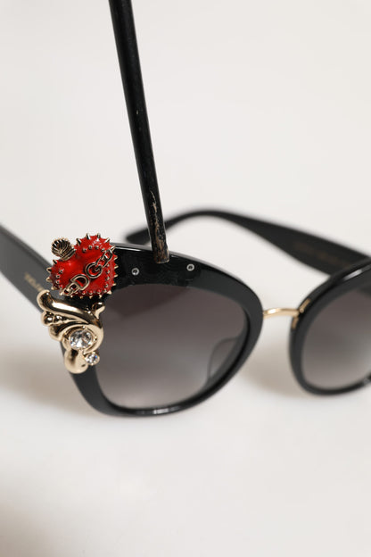 Dolce &amp; Gabbana DG4319F Rote Sonnenbrille mit Herz-Jesu-Kristall-Schmetterling
