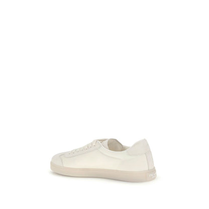 Prada Cream Leather Low Top Sneakers