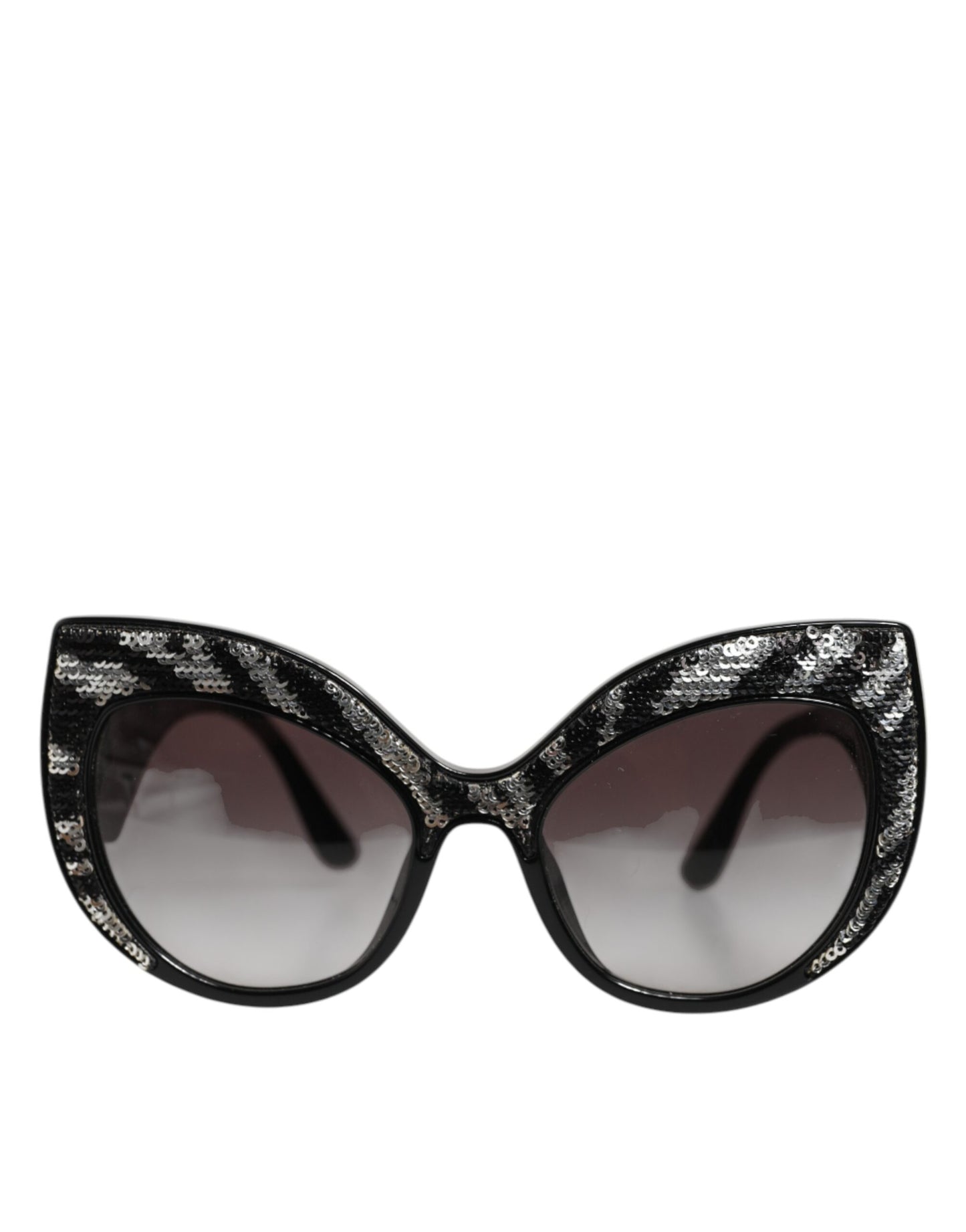 Dolce &amp; Gabbana – Polarisierte Sonnenbrille mit Schmetterlingsmotiv und schwarzen, silbernen Pailletten