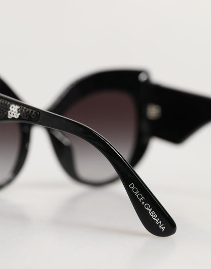 Dolce &amp; Gabbana – Polarisierte Sonnenbrille mit Schmetterlingsmotiv und schwarzen, silbernen Pailletten