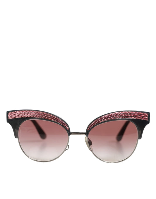 Dolce & Gabbana – Katzenaugen-Sonnenbrille mit verspiegelten Pailletten in Schwarz und Rosa