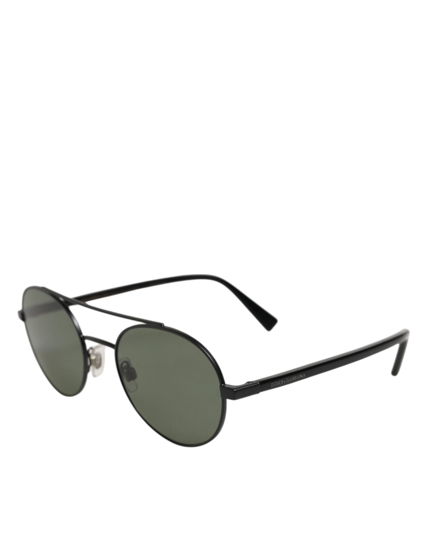 Dolce &amp; Gabbana Sonnenbrille mit mattschwarzem Stahlrahmen und grauen Gläsern