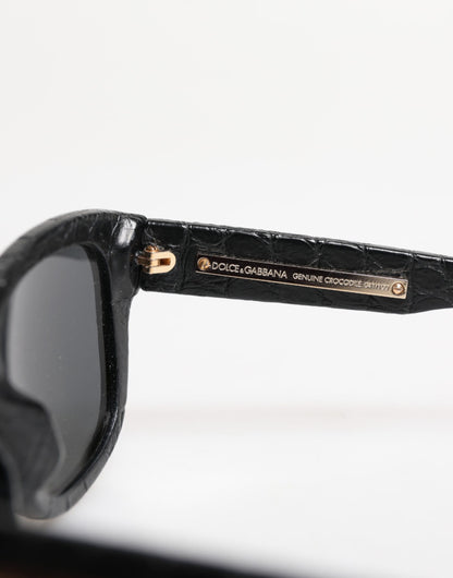 Dolce &amp; Gabbana DG4177 – Sonnenbrille mit getönten Gläsern und schwarzem Lederrahmen
