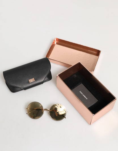 Dolce &amp; Gabbana – Runde Sonnenbrille aus goldenem Metall