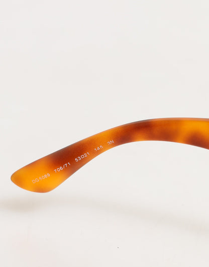 Dolce &amp; Gabbana DG6089 Havana Vollrand-Sonnenbrille mit runden Gläsern, faltbar