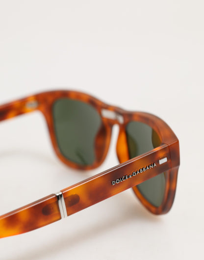 Dolce &amp; Gabbana DG6089 Havana Vollrand-Sonnenbrille mit runden Gläsern, faltbar