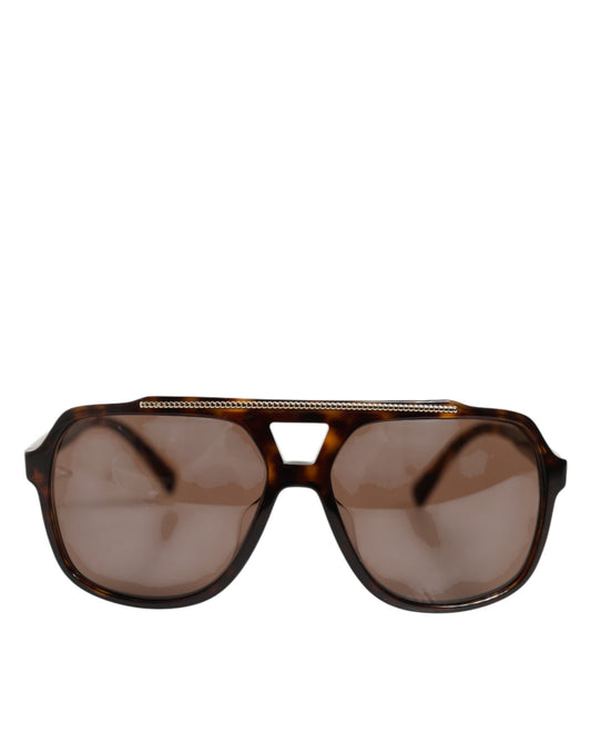 Dolce &amp; Gabbana – Pilotensonnenbrille in Dunkelbraun mit Schildpatt-Rahmen