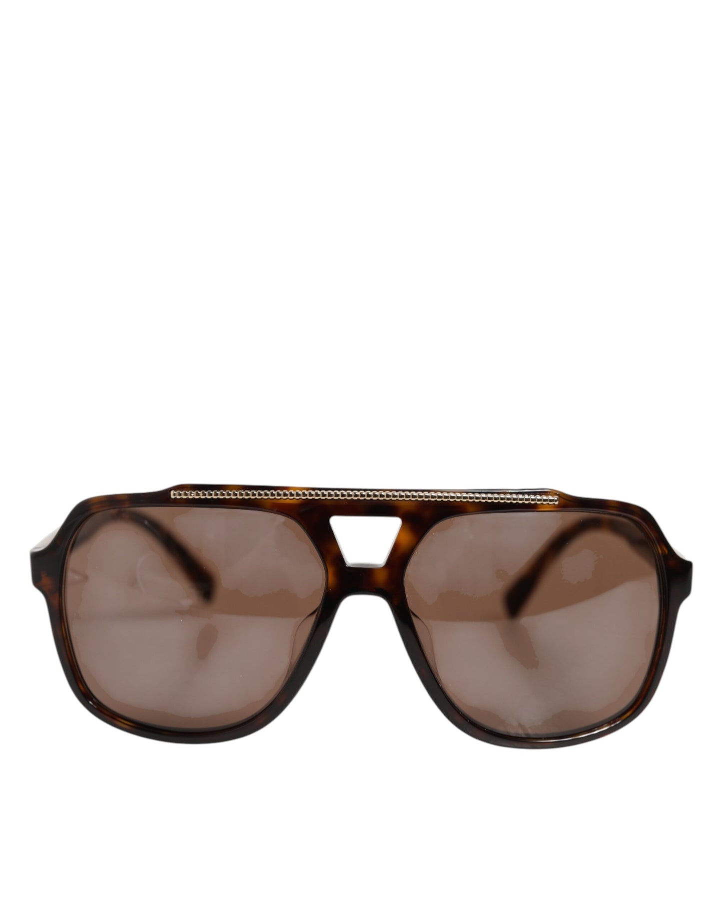 Dolce &amp; Gabbana – Pilotensonnenbrille in Dunkelbraun mit Schildpatt-Rahmen