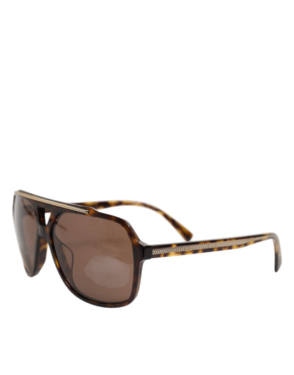 Dolce &amp; Gabbana – Pilotensonnenbrille in Dunkelbraun mit Schildpatt-Rahmen