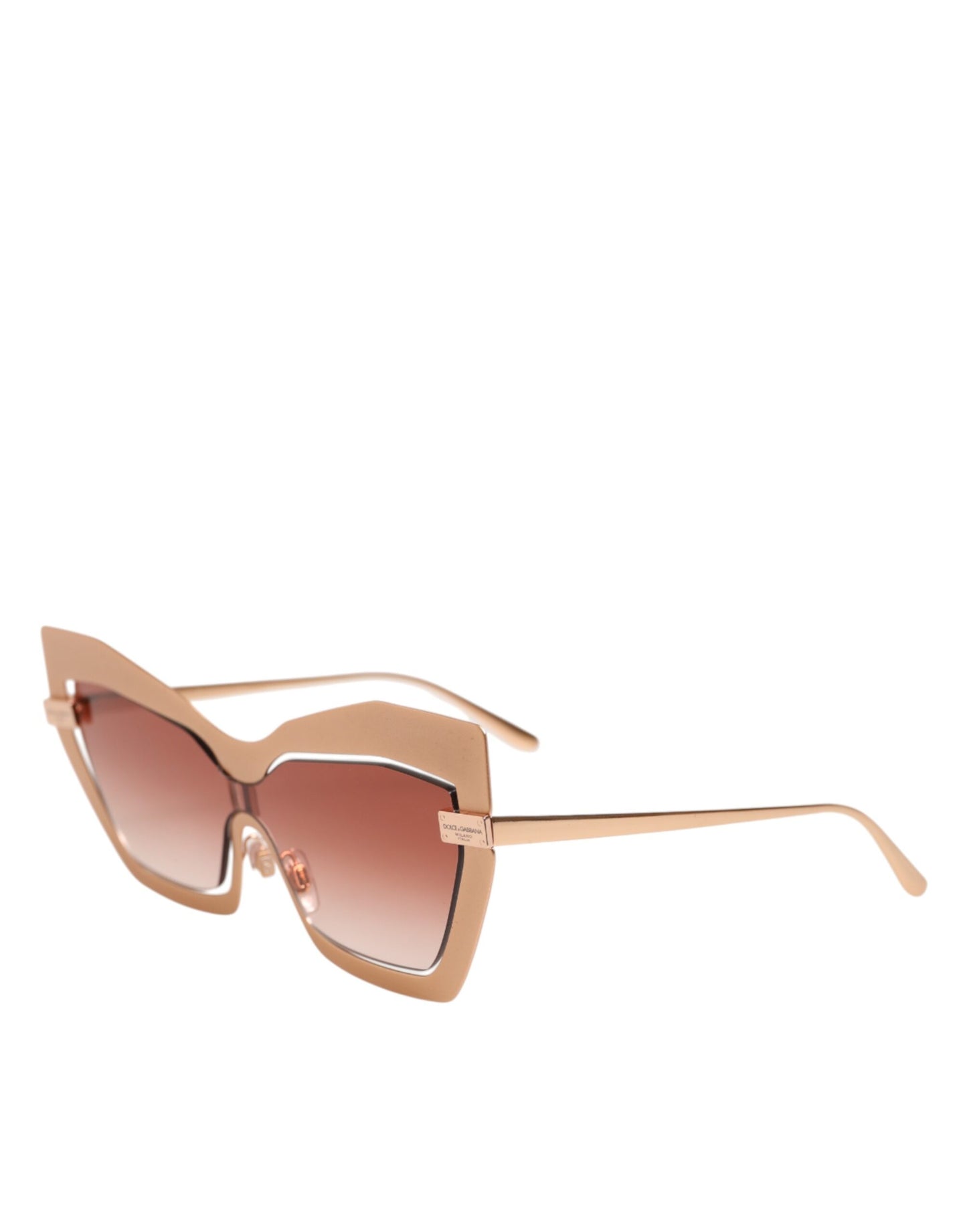 Dolce &amp; Gabbana DG2224 – Cat-Eye-Sonnenbrille mit unregelmäßigem Rahmen in Sand-Roségold