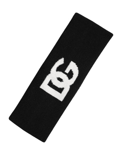 Dolce &amp; Gabbana Schwarz-Weiß-Kaschmir-Stirnband DG-Logo Einheitsgröße Hut