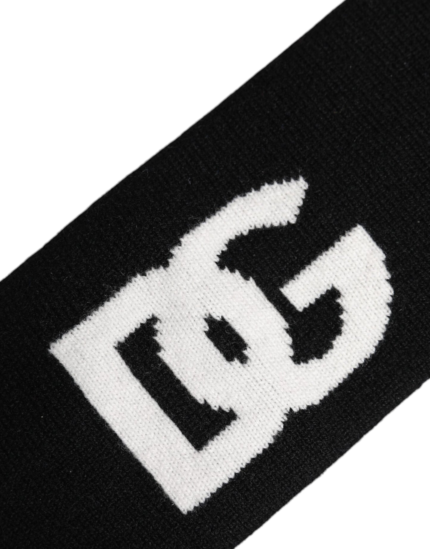 Dolce &amp; Gabbana Schwarz-Weiß-Kaschmir-Stirnband DG-Logo Einheitsgröße Hut