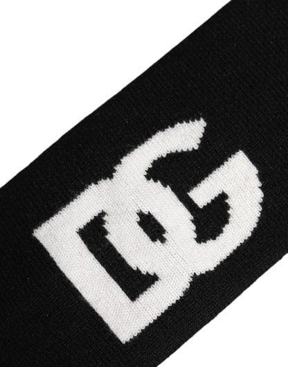 Dolce &amp; Gabbana Schwarz-Weiß-Kaschmir-Stirnband DG-Logo Einheitsgröße Hut