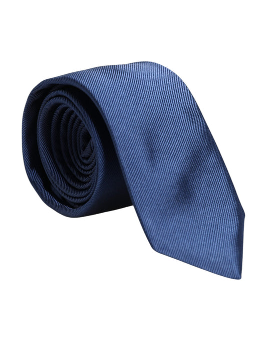 Dolce &amp; Gabbana Herren Blaue, einfarbige, verstellbare Seidenkrawatte