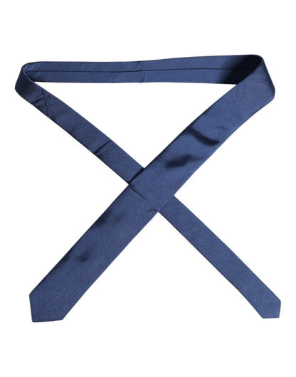 Dolce &amp; Gabbana Herren Blaue, einfarbige, verstellbare Seidenkrawatte