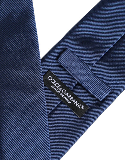 Dolce &amp; Gabbana Herren Blaue, einfarbige, verstellbare Seidenkrawatte