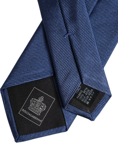 Dolce &amp; Gabbana Herren Blaue, einfarbige, verstellbare Seidenkrawatte