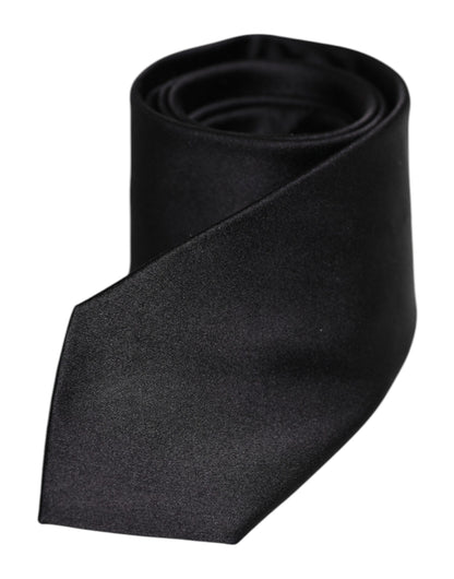 Dolce &amp; Gabbana Herren Krawatte, einfarbig, Seide, verstellbar, Schwarz